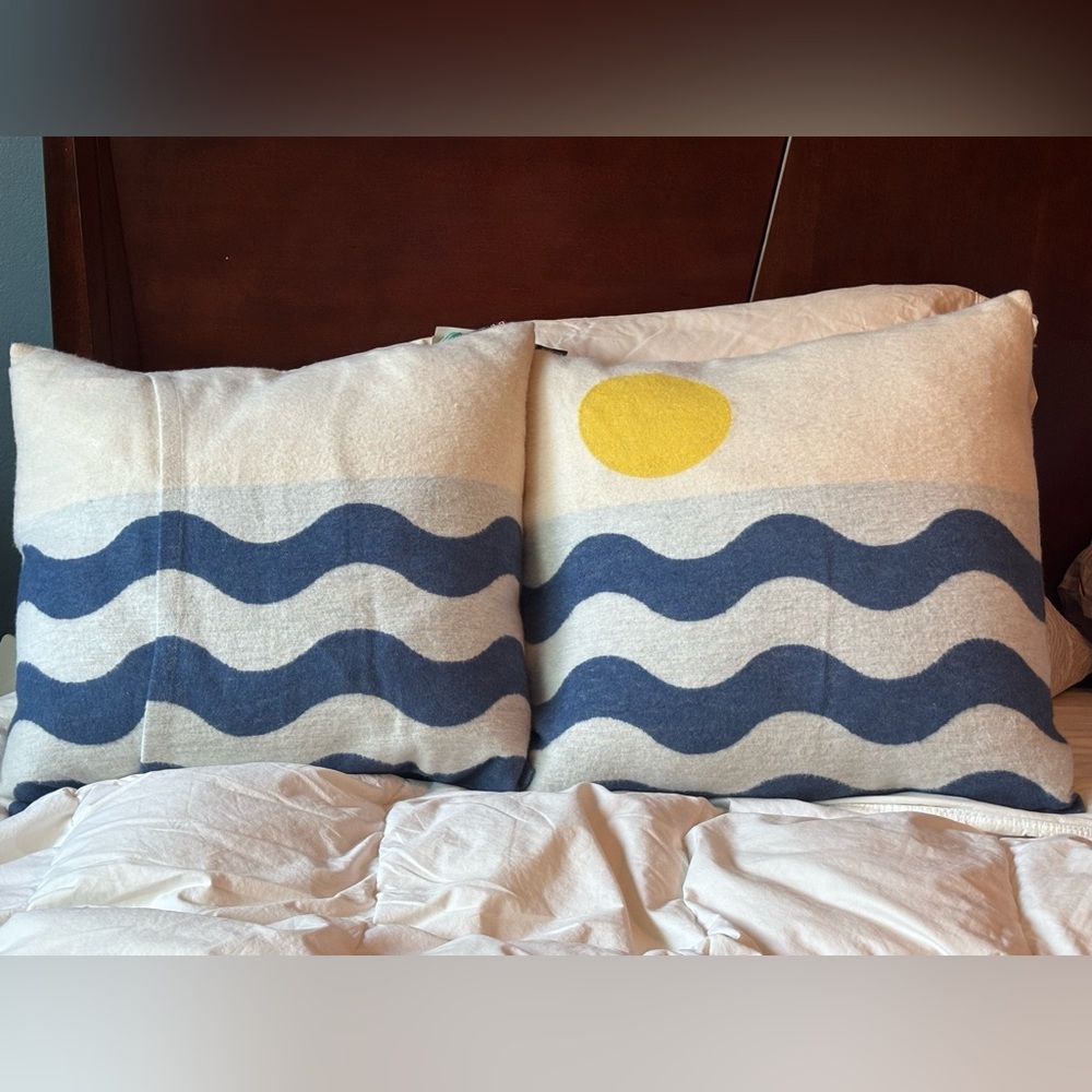 NWT Nautical Wave Accent Pillow- Blue and Yellow